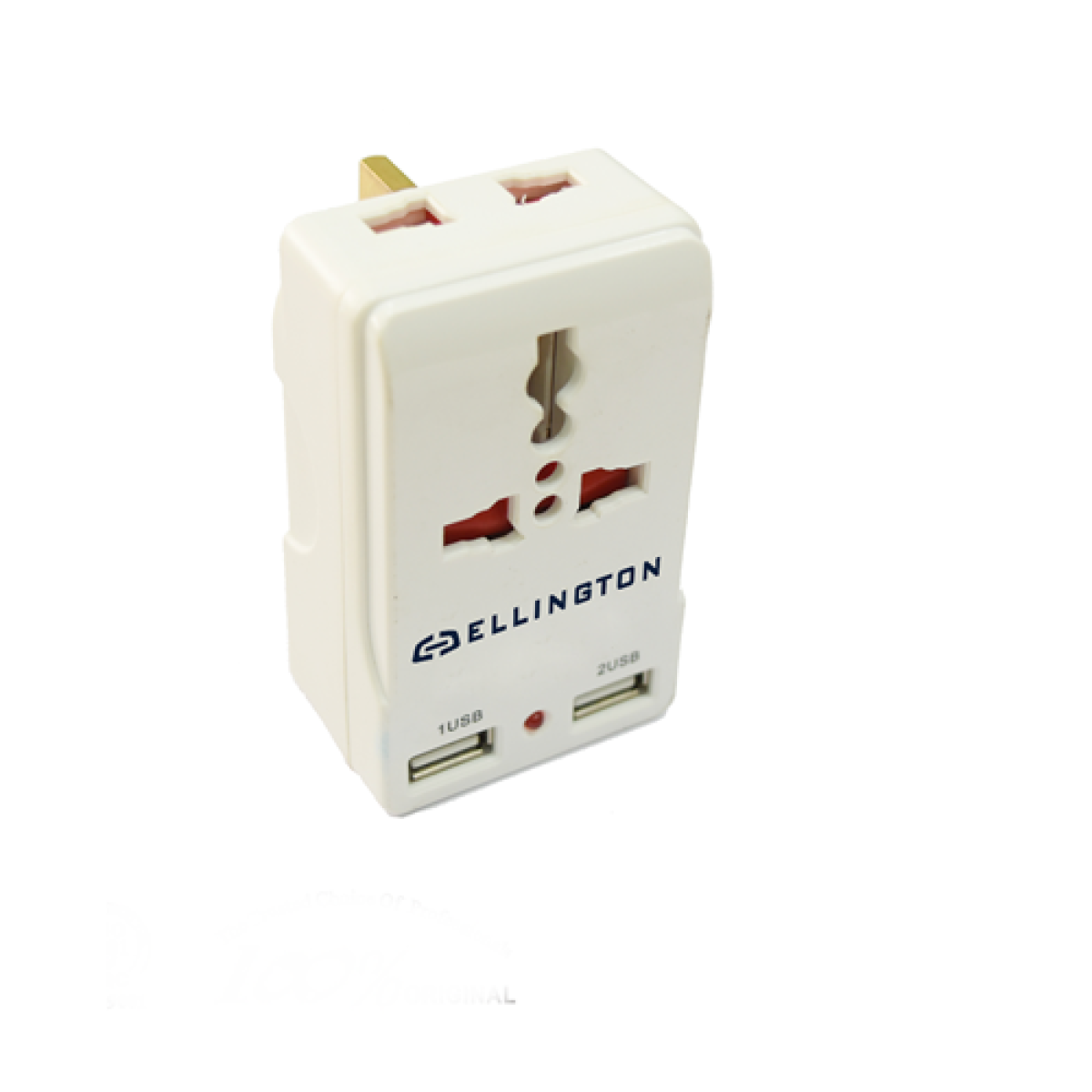 Ellington Universal Adapter With 2 USB - White