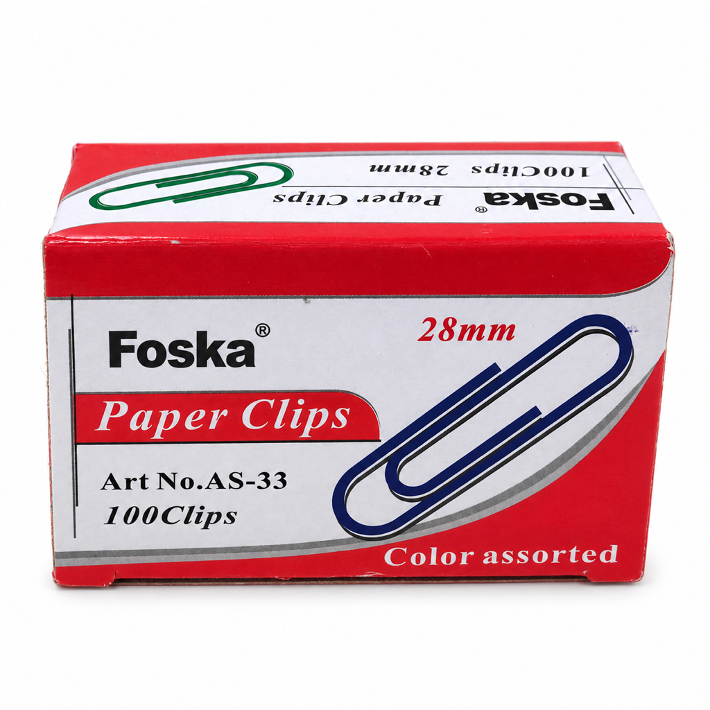 Round Colorful Plastic Paper Clips 28mm AS-33 box – angled