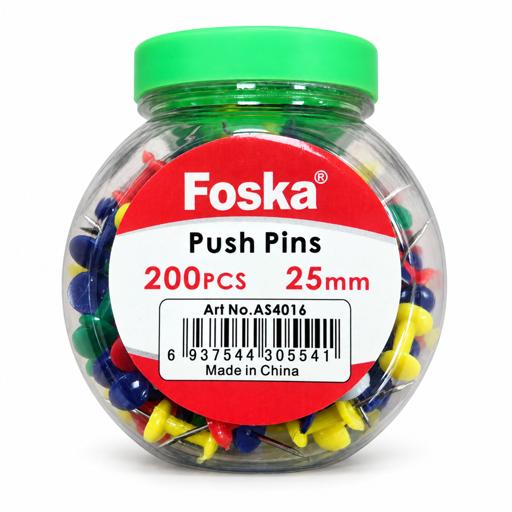 Foska Push Pins 200 pcs 25mm AS4016 – jar front
