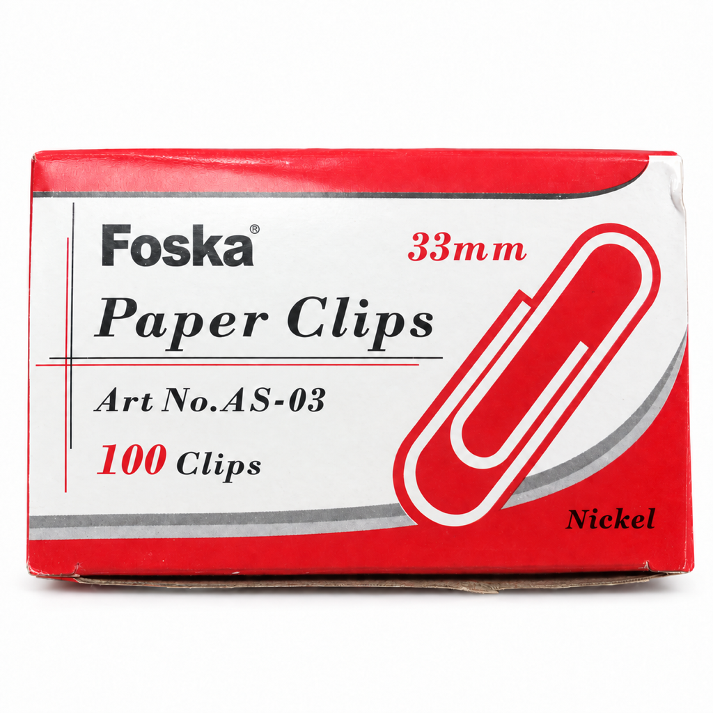Round Nickel Paper Clips — 33mm (100 pcs) AS-03 box
