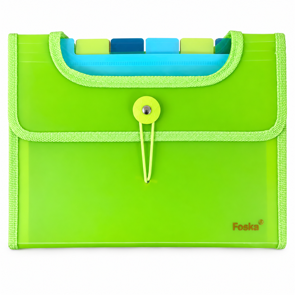Expanding File Bag — A5 (7 Pockets) DF2024, green