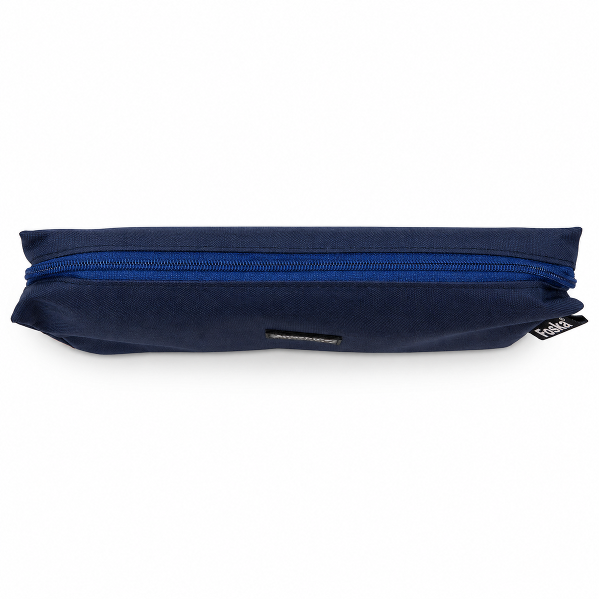 Foska polyester student pencil case, navy blue – top view closed