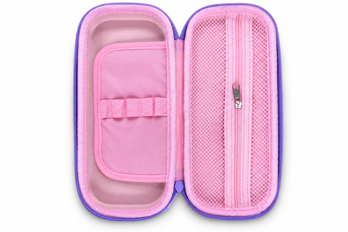 3D EVA cartoon bunny pencil case, open, double layer