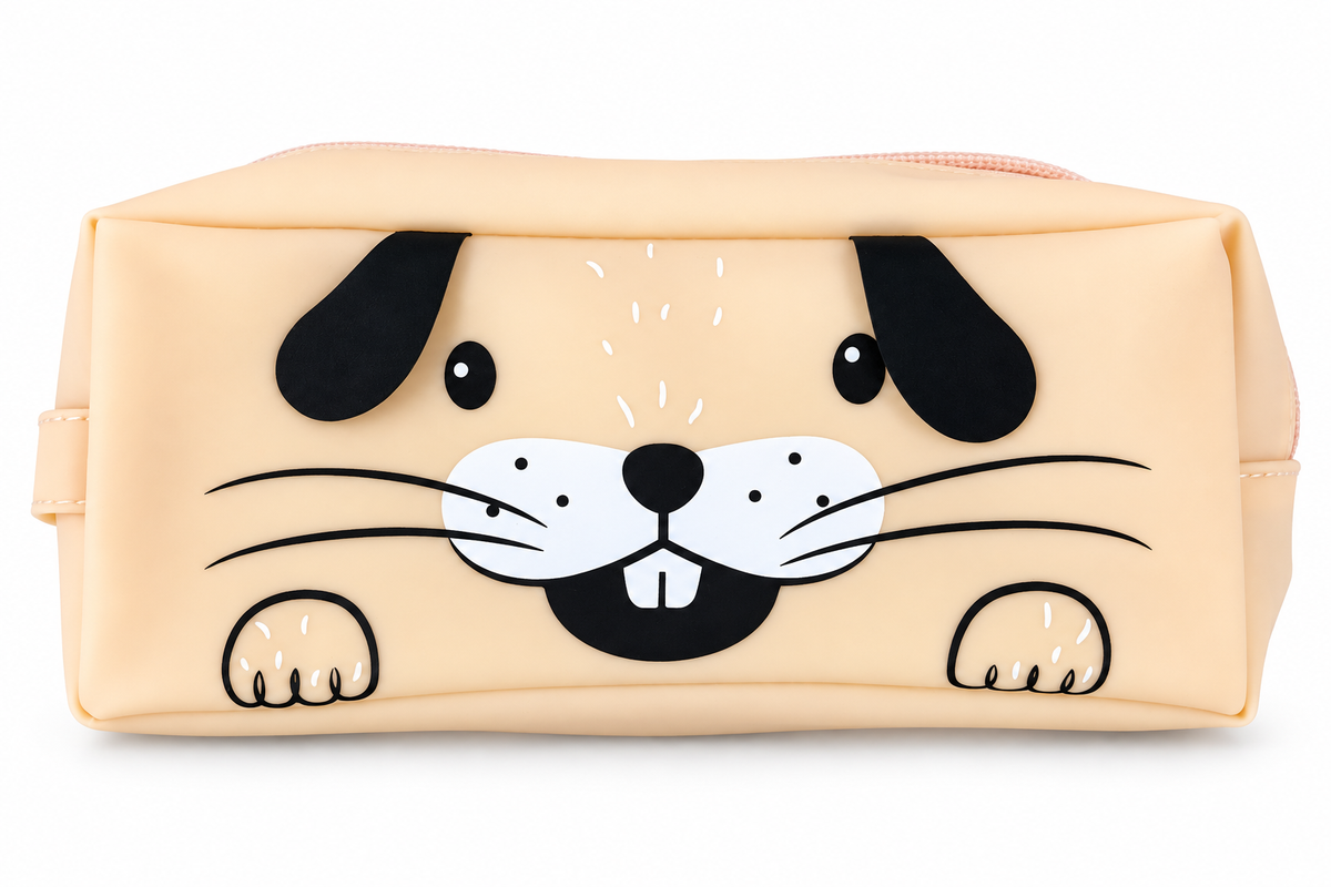 Cute animal face pencil case – peach