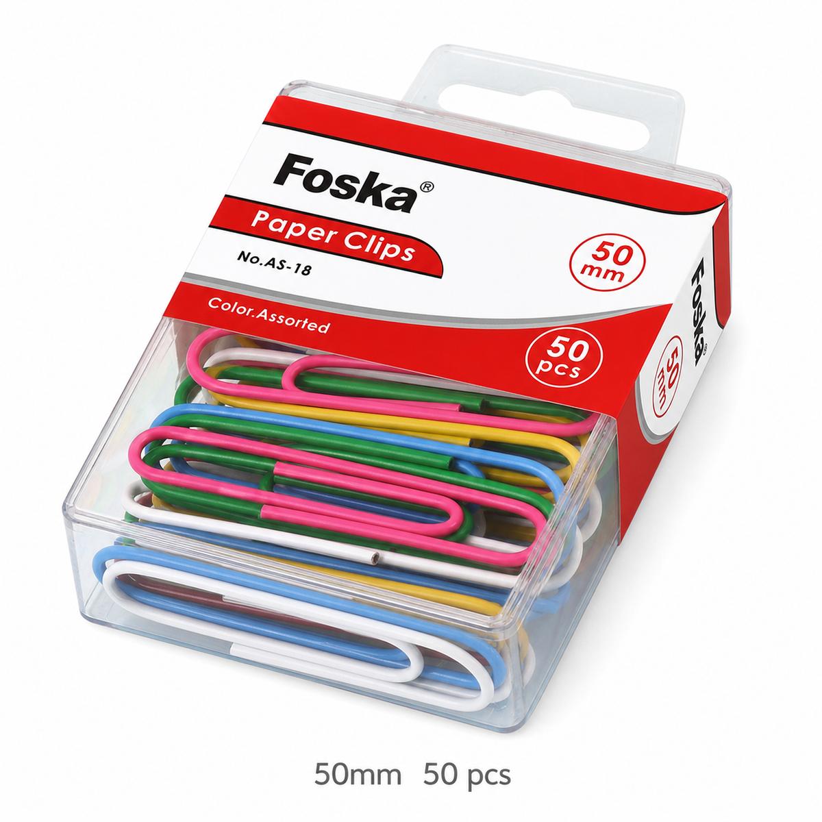 Colorful Office Plastic Paper Clips — 50mm  50 pcs