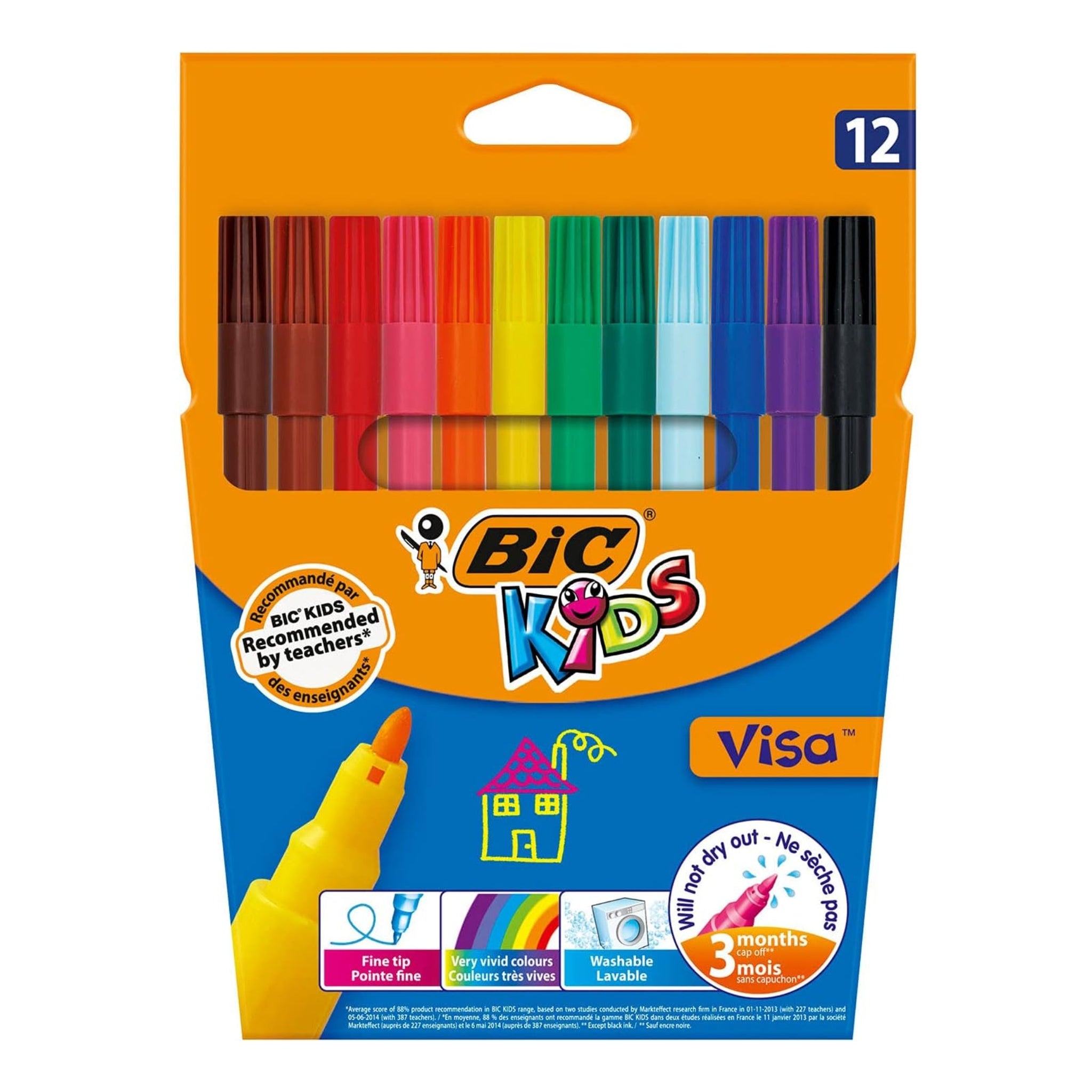BIC Colouring Visa 880 Felt Pen - 12 in Wallet - Office R Us Lagos