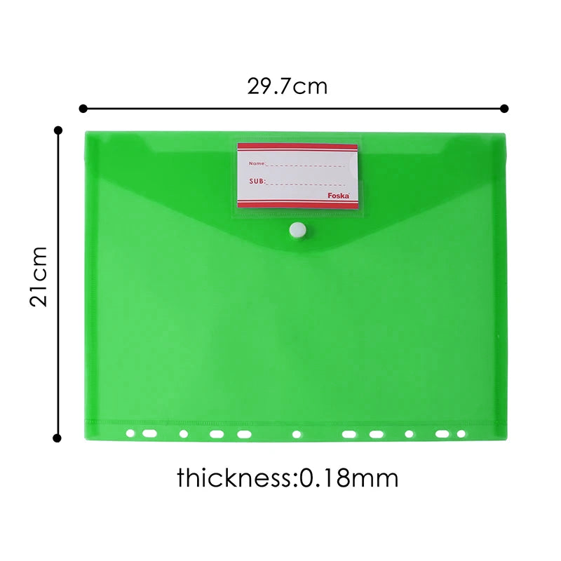 Foska A4 poly envelope folder dimensions – 29.7 x 21 cm, 0.18 mm