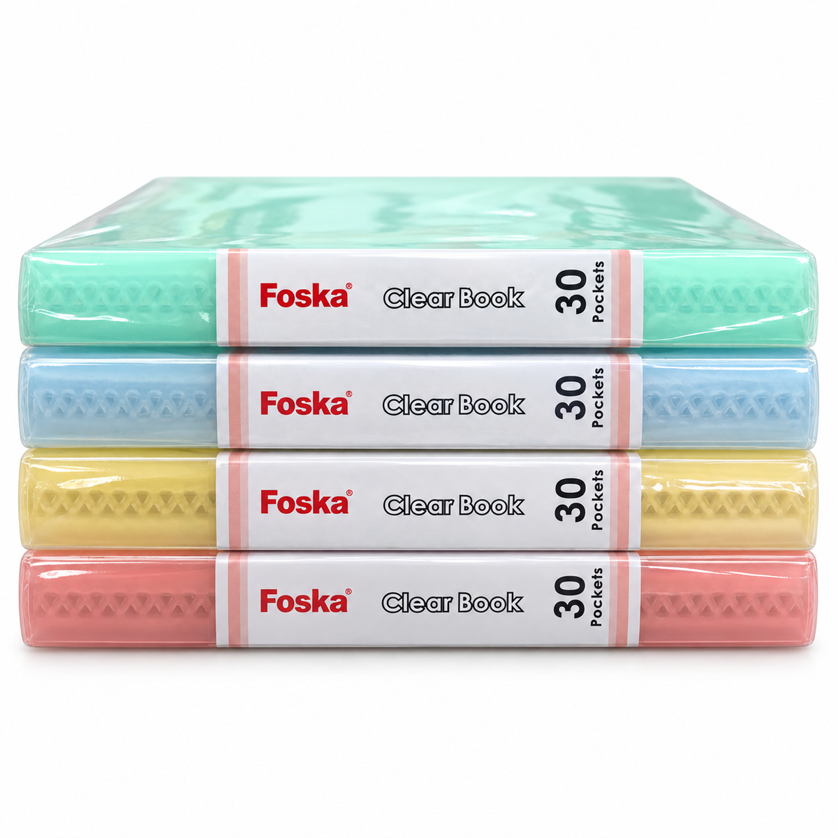 Foska A3 clear book spines: green, blue, yellow, pink