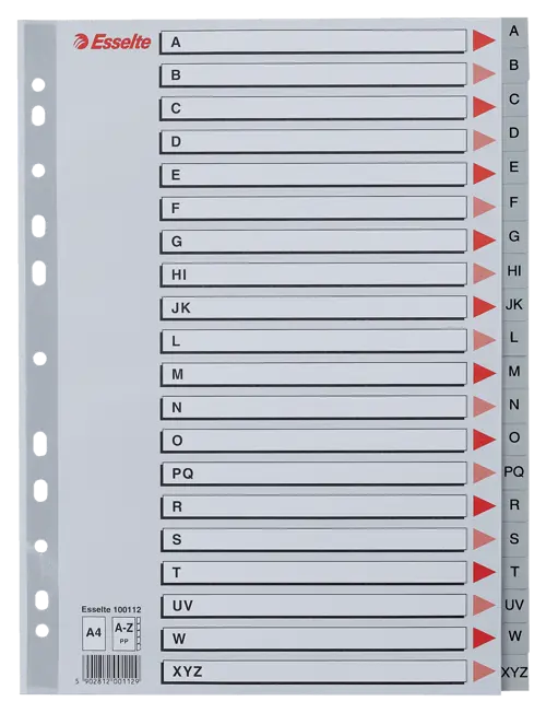 Esselte Divider A4 PP A-Z Grey