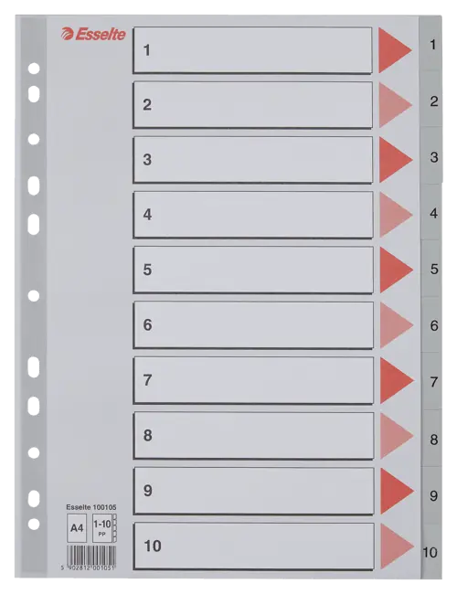Esselte Divider A4 PP 1-10 Grey