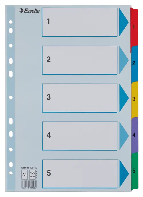 Esselte Mylar Multicolour A4 Index 1-5 Tab