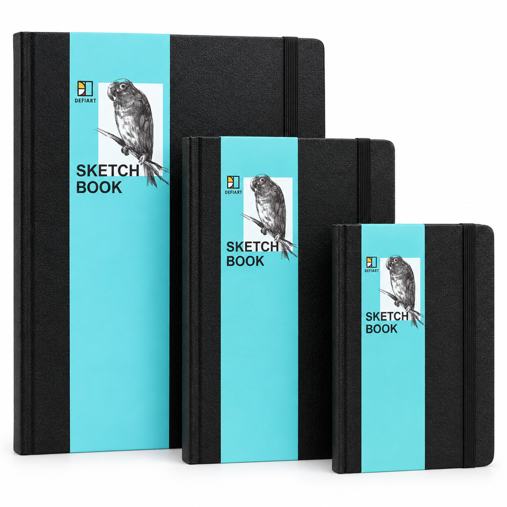 Foska hardcover artist sketchbooks – 8.5 x 11 in, 5.5 x 8 in and 4 x 6 in