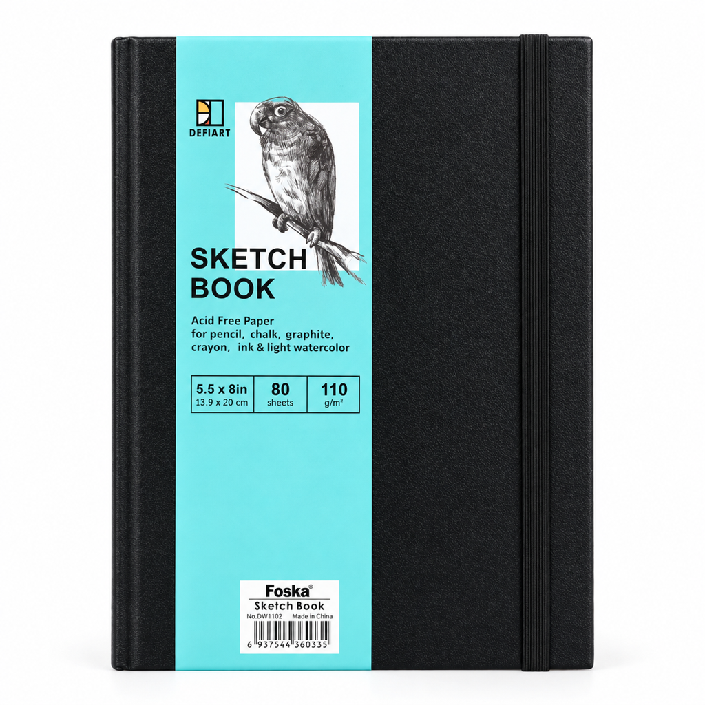 Foska hardcover artist sketchbook 5.5 x 8 in, 80 sheets, acid-free 110 gsm (DW1102)