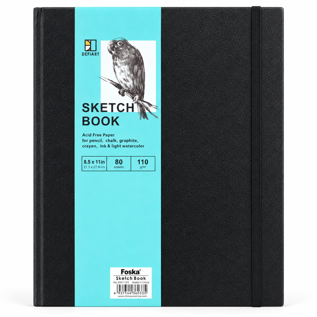 Foska hardcover artist sketchbook 8.5 x 11 in, 80 sheets, acid-free 110 gsm (DW1103)