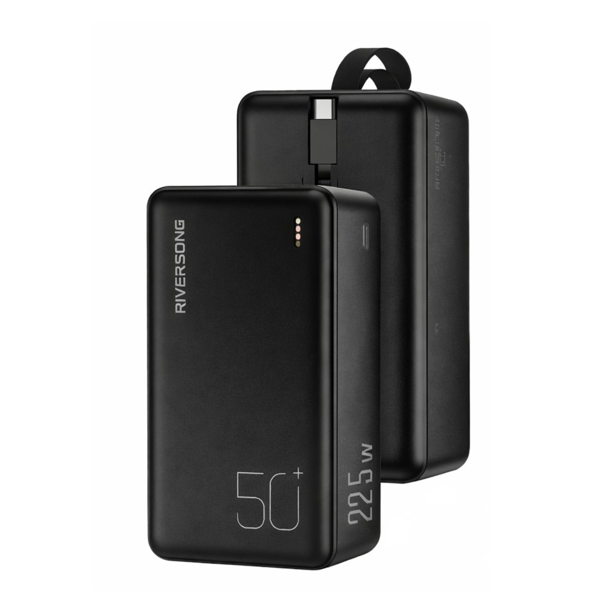 Riversong Powerbank Vision 50S 50000mAh Built-In Cable Type-C 22.5W Fast Charge Ultra Slim Design - Black