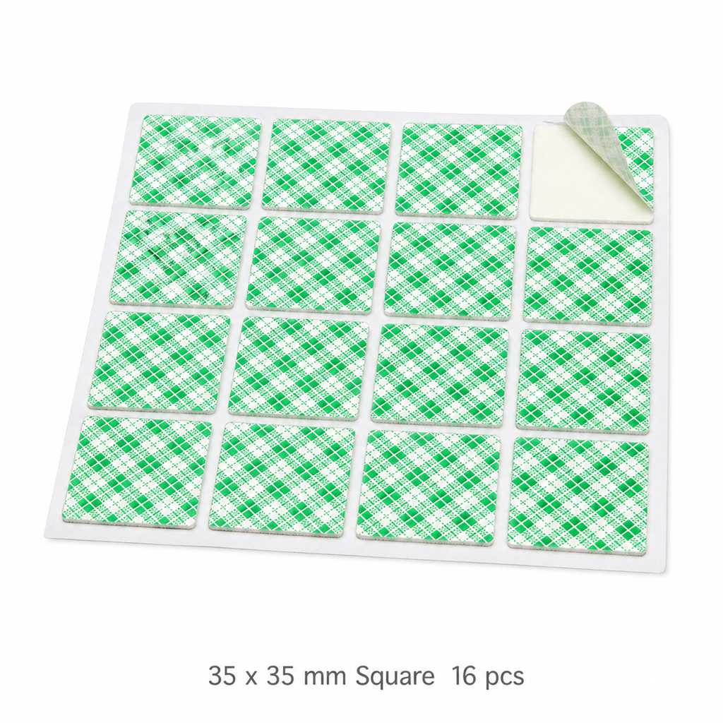 Double-Sided Foam Mounting Pads — 35 × 35 mm Square (16 pcs)
