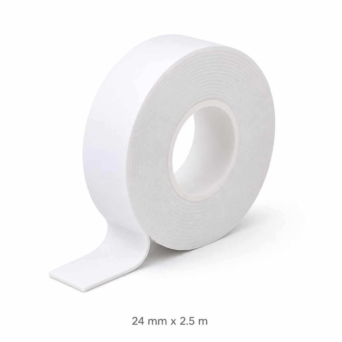 White Double-Sided Foam Mounting Tape — 24 mm × 2.5 m