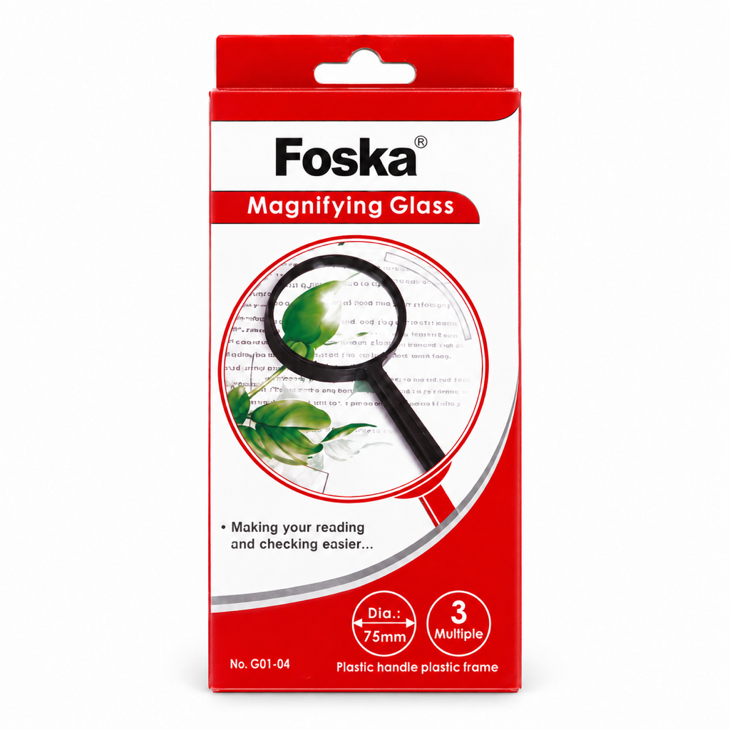 Foska Magnifying Glass 75 mm blister card, No. G01-04