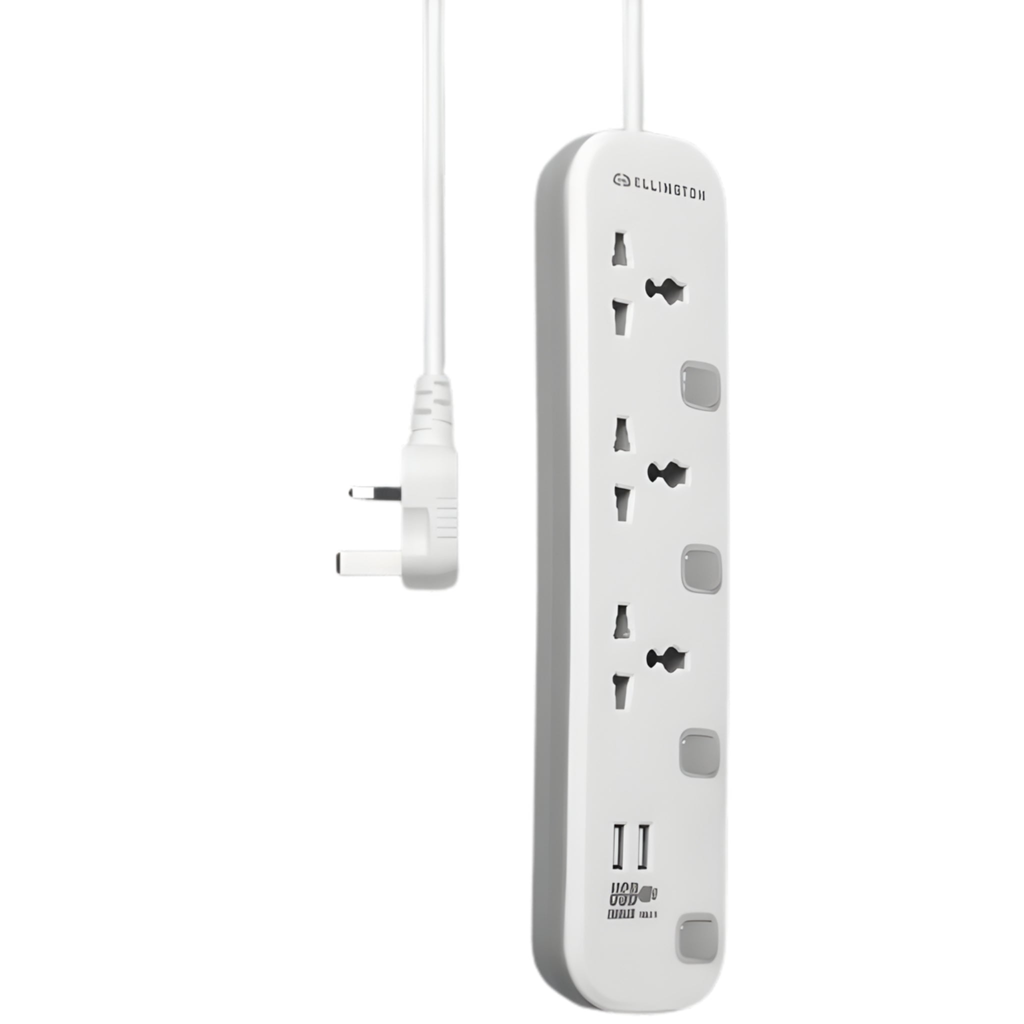 Ellington 3 Way Extension With 2 USB - White/Grey