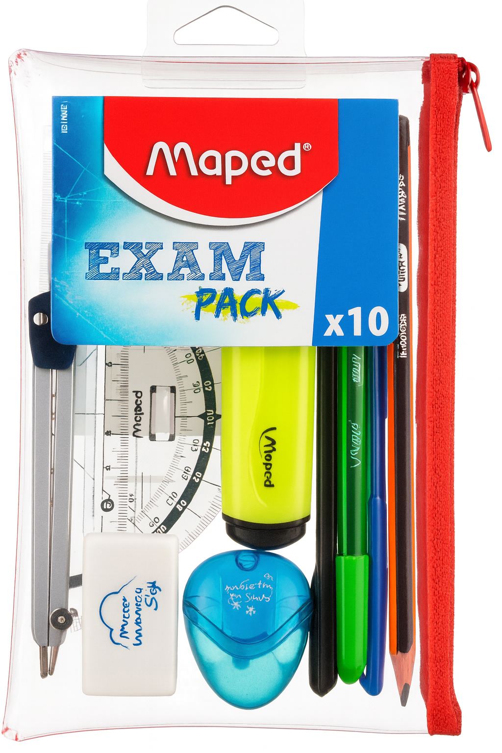 Maped Exam Pack 10 Pcs Transparent Pencil Case