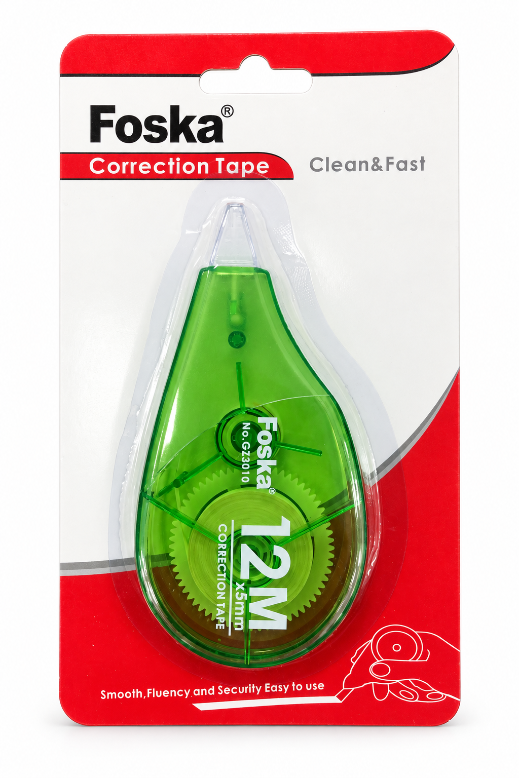 Foska correction tape 5 mm x 12 m, green, on blister card