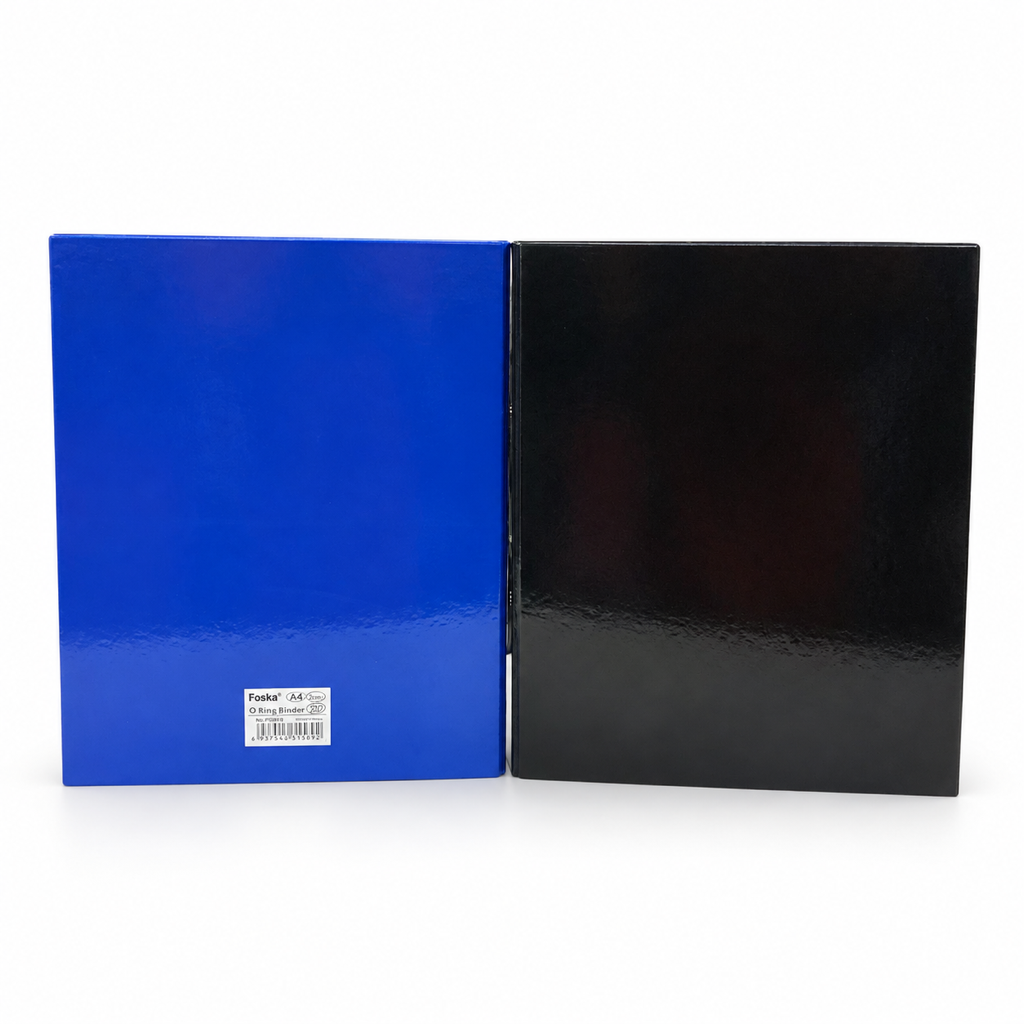 Foska A4 2-ring O ring binder, 1 inch, glossy – blue and black (HF2932)