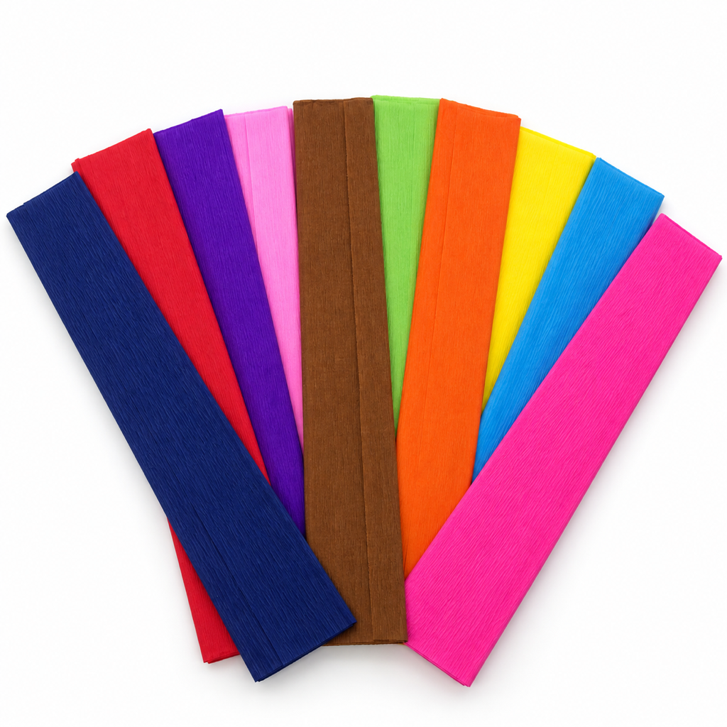 Foska crepe paper sheets 50 x 200 cm – 10 colours fanned out