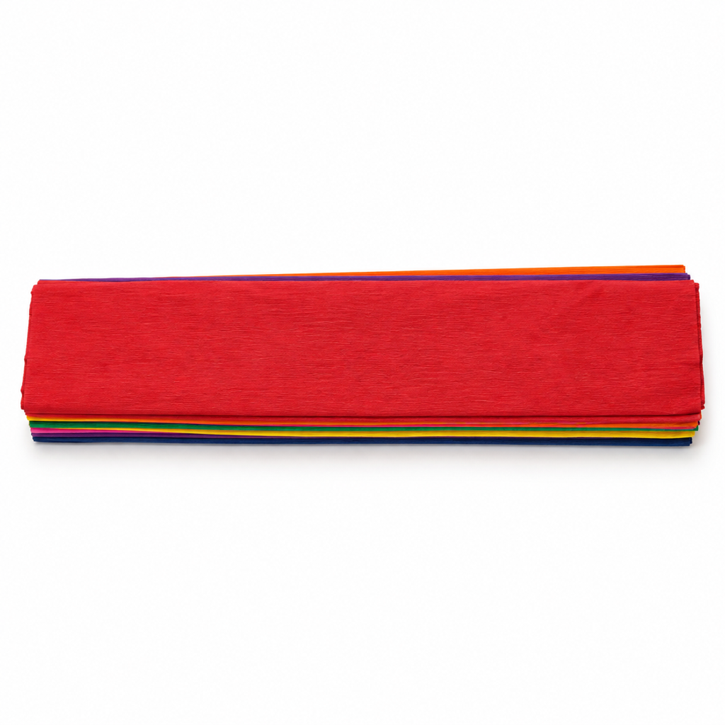 Foska crepe paper sheets – folded stack of 10 colours
