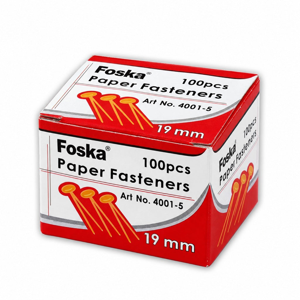 Foska Paper Fasteners 19 mm box of 100, Art No. 4001-5