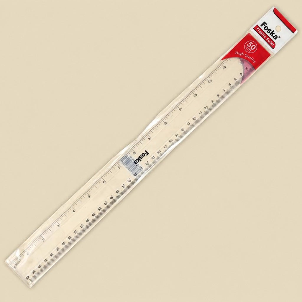 Foska clear plastic ruler 50 cm in packaging