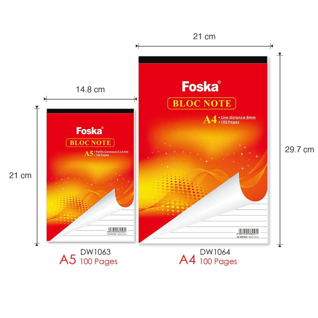 Lined Tear-Off Notepad Bloc Note 50 Sheets dimensions