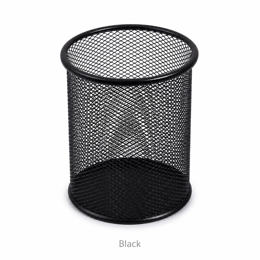Metal Wire Mesh Pen Holder Cup – Large — Black