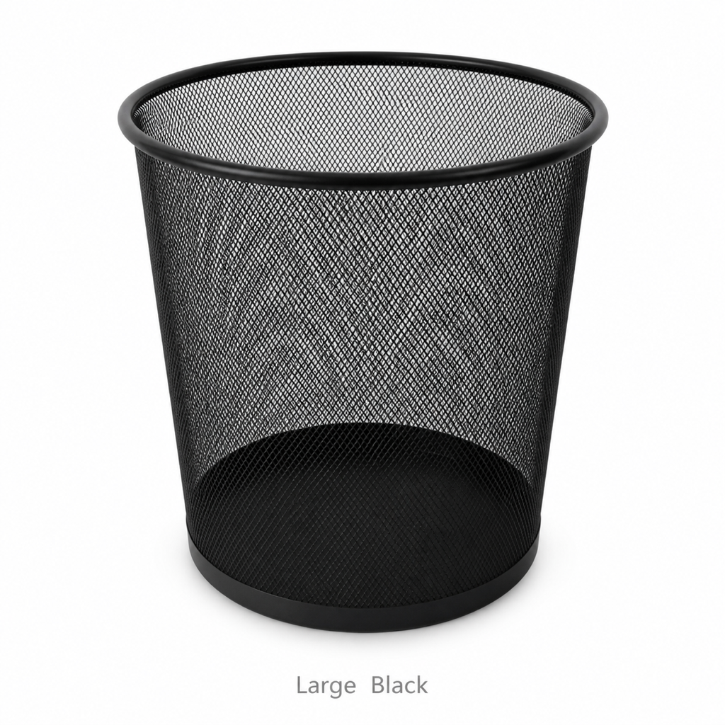 Metal Mesh Wastebasket — Large Black