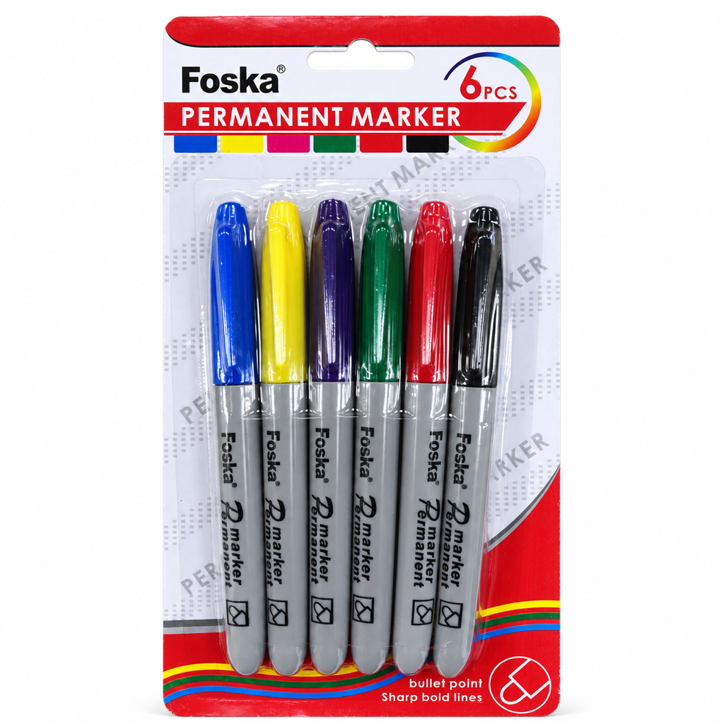 Foska Permanent Marker 6 pcs MK7013 – pack front
