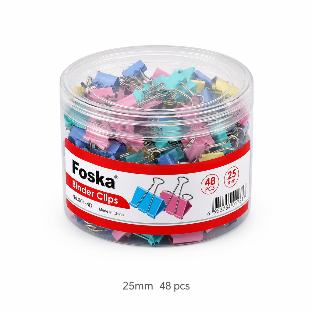 Color Fold Back Binder Clips — 25mm (48 pcs)