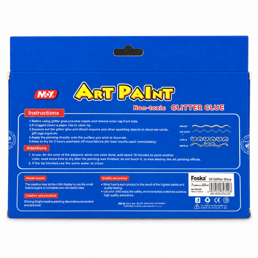 3D Glitter Glue PE5005 – pack back with Foska label