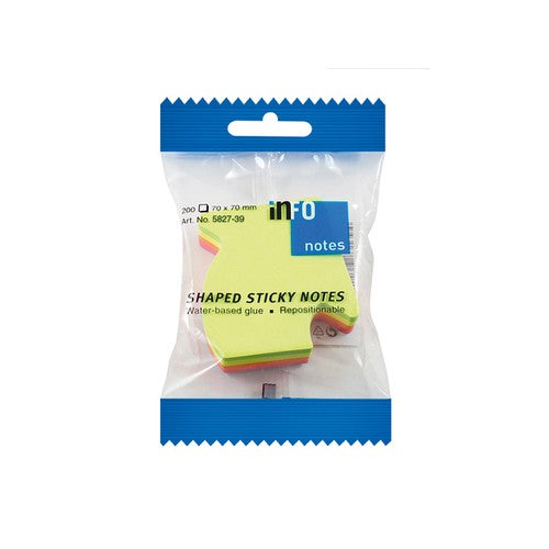 inFO Notes Shaped Cube 70 x 70 mm “Curved Arrow”, 200 Sheets – Green/Yellow/Orange/Pink
