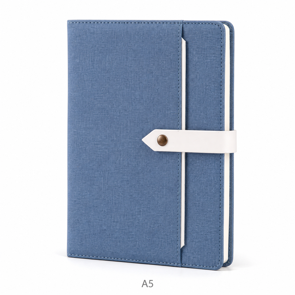 PU Leather Buckle Notebook with Front Pocket — A5