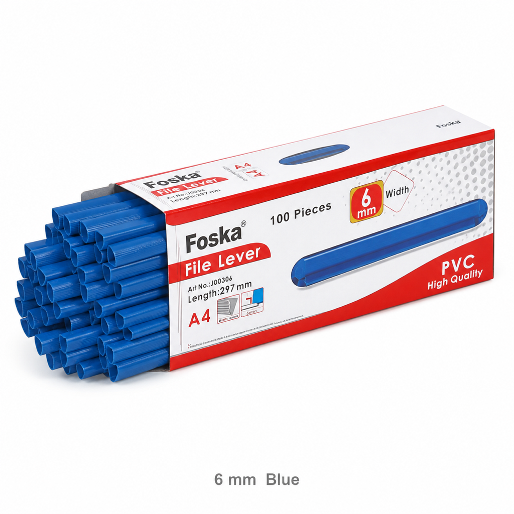A4 Flat Back PVC Slide Binders – Box of 100 — 6 mm  Blue