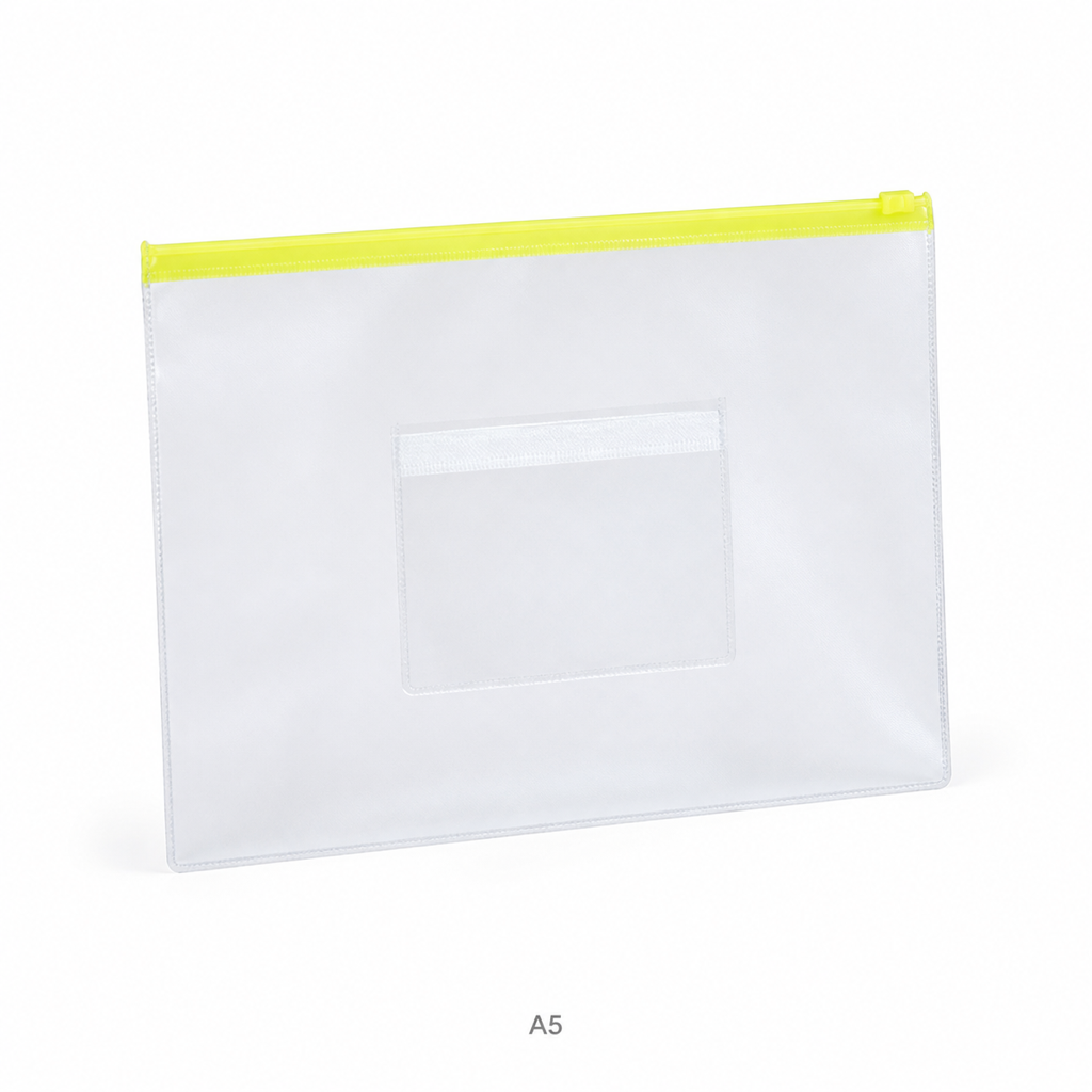 PVC Zipper Pouch Envelope with Label Pocket — A5