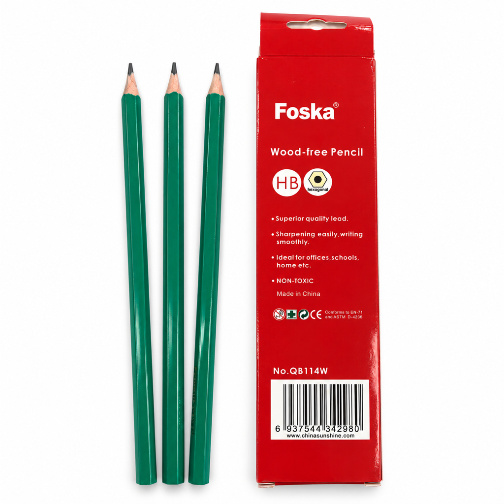 Foska Wood-free HB Pencils QB114W – pencils with box back