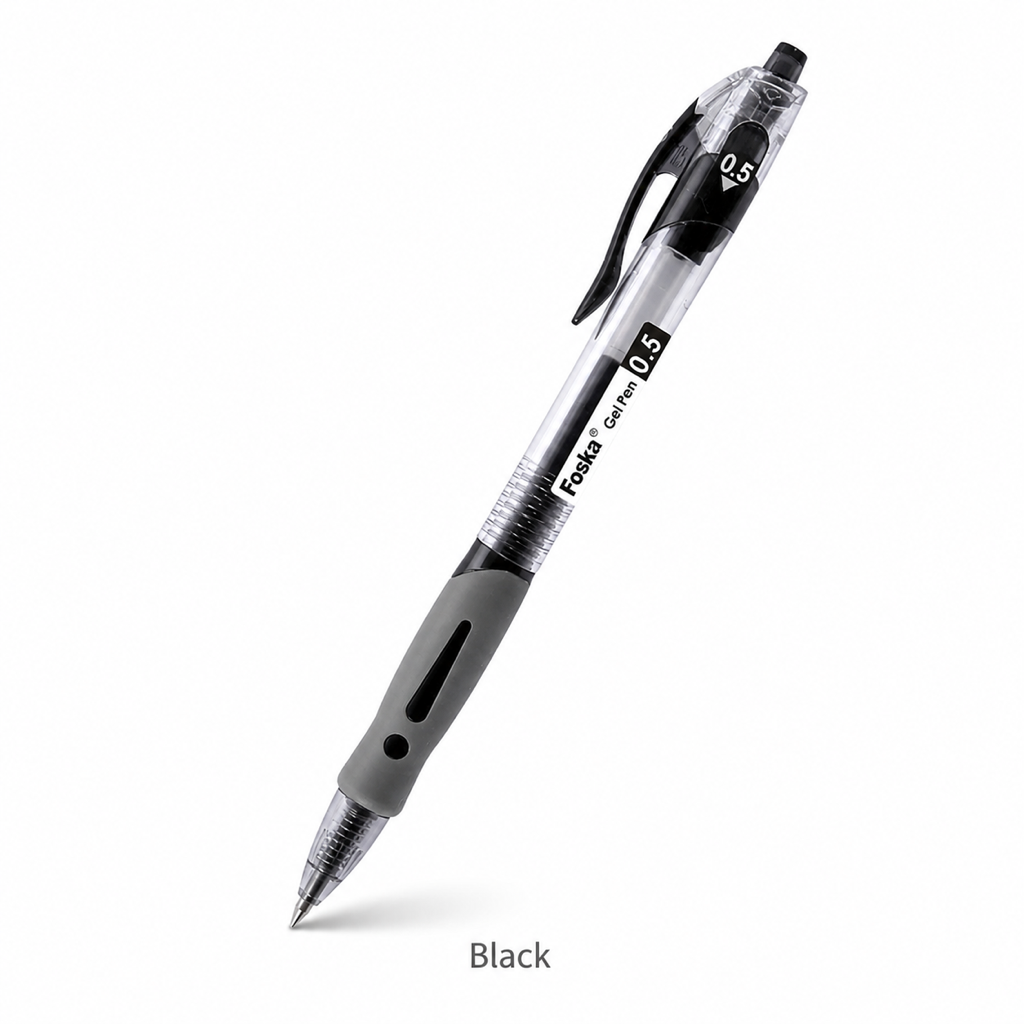 Retractable Gel Ink Pen 0.5mm – 450m Writing Length — Black