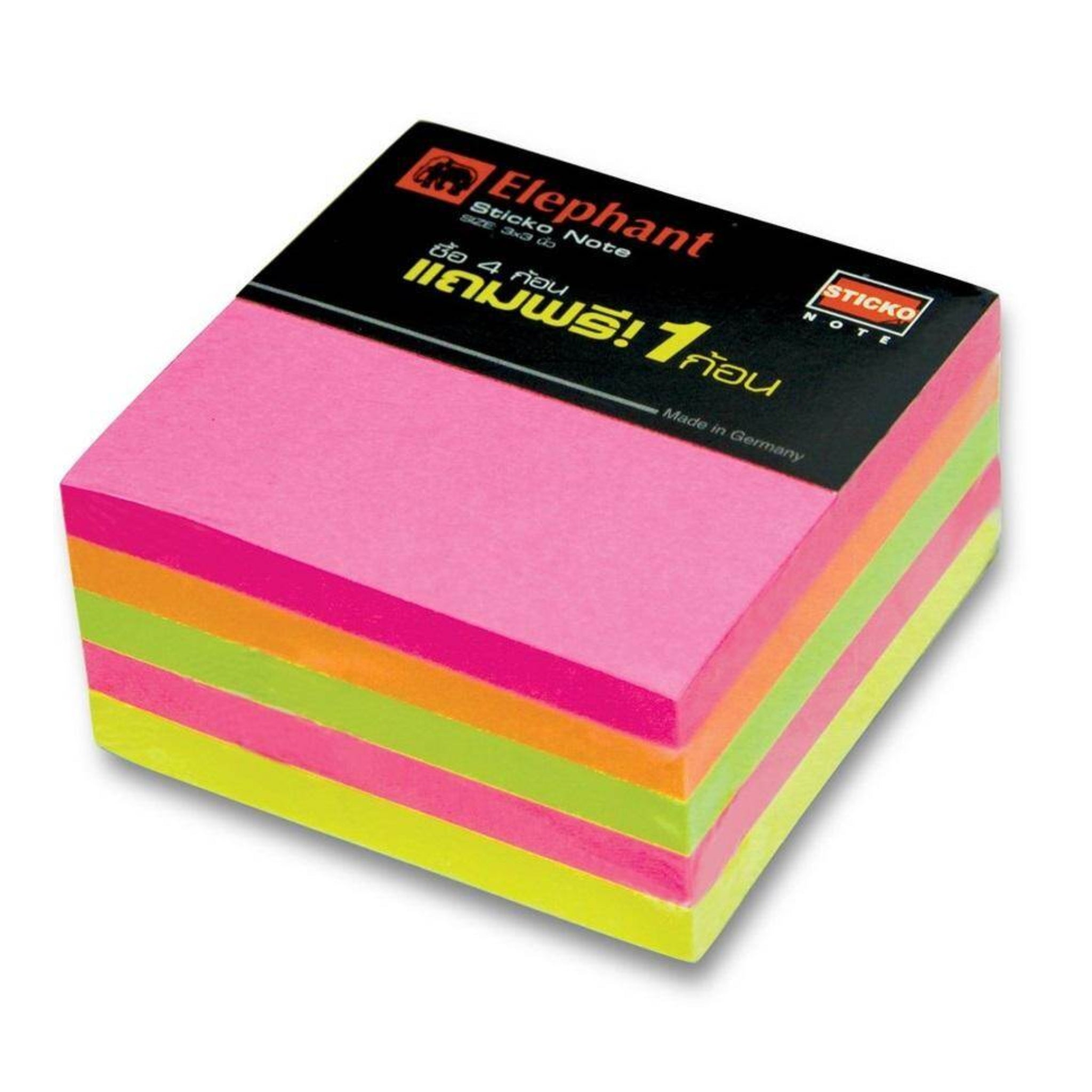 Elephant Sticky Note Standard 3 X 3 (OPP) Neon Stack - 400 Sheets - Office R Us Lagos