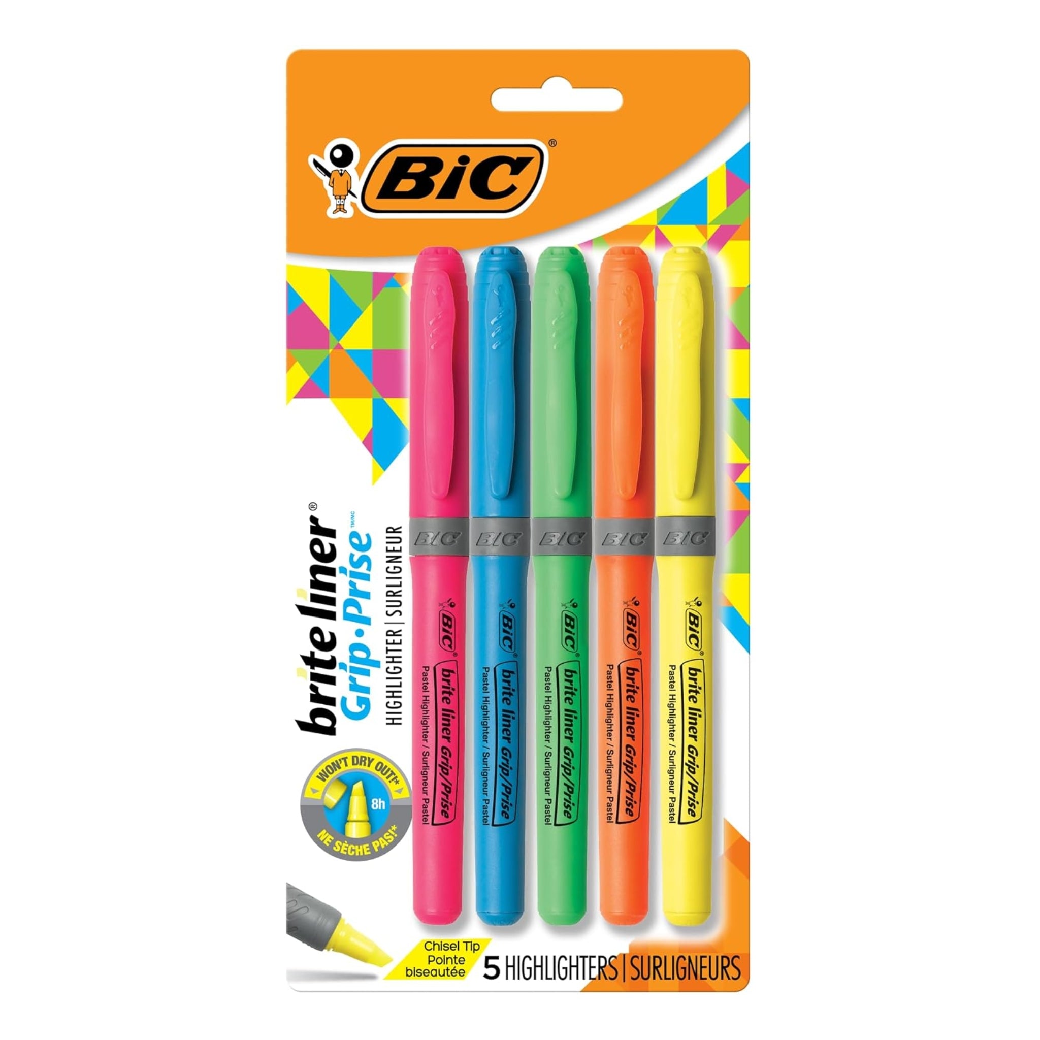 BIC Highlighter Brite Liner Grip 5 in Blister.. - Office R Us Lagos