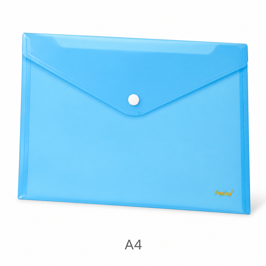 Snap Button Envelope File Pocket – Transparent — A4