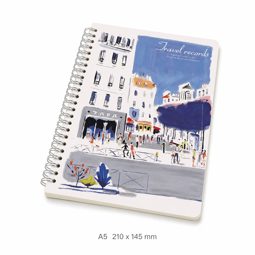 Hard cover spiral coil notebook A5 210 x 145 mm