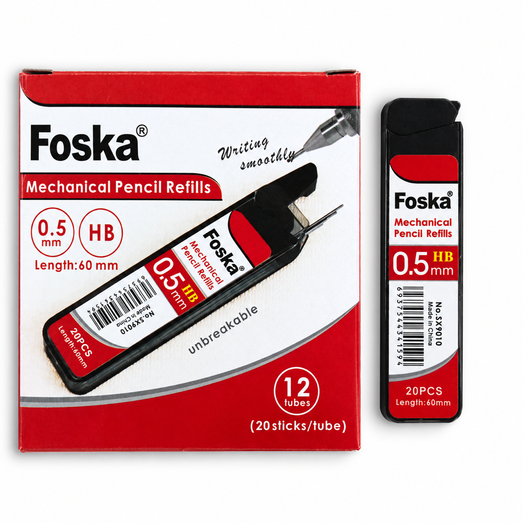 Foska 0.5 mm lead refill tube with 12-tube carton