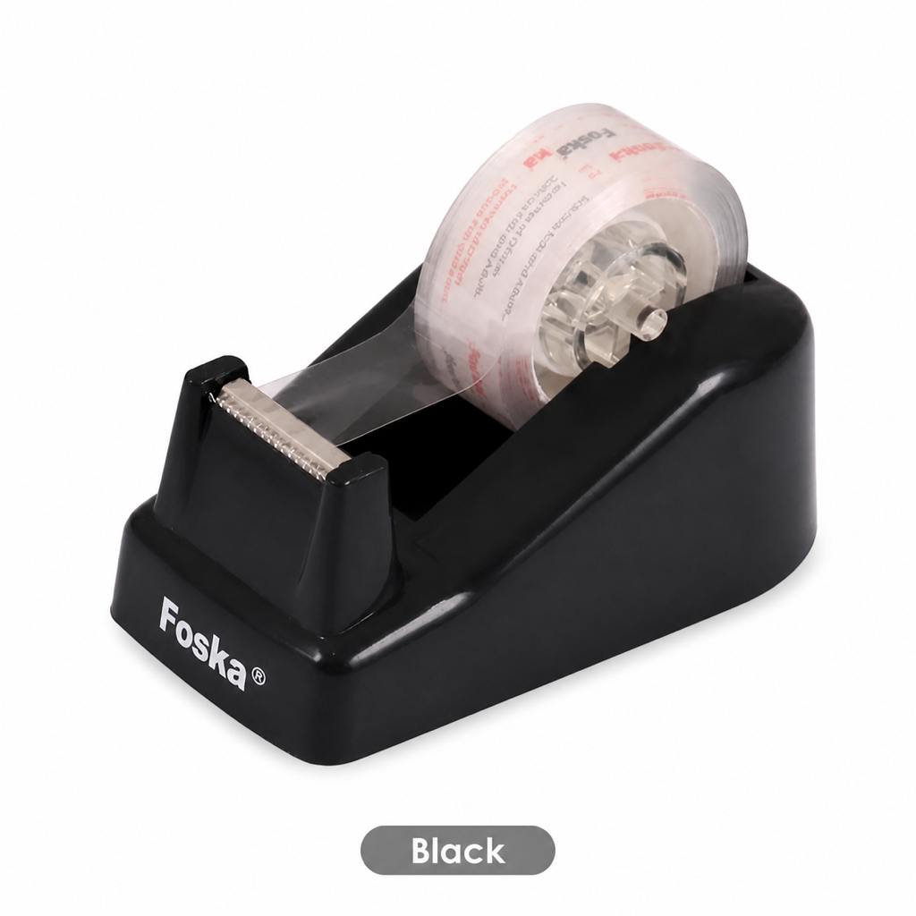 Portable Desktop Tape Dispenser – Compact Office Size — Black
