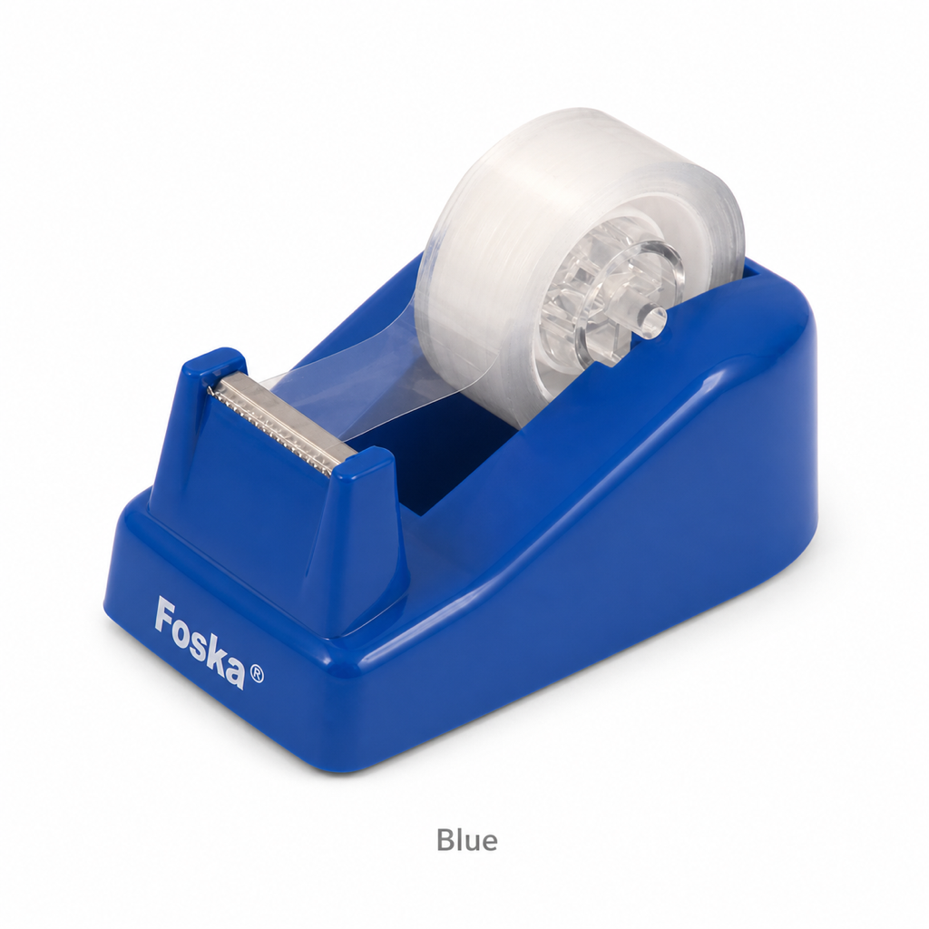 Portable Desktop Tape Dispenser – Compact Office Size — Blue