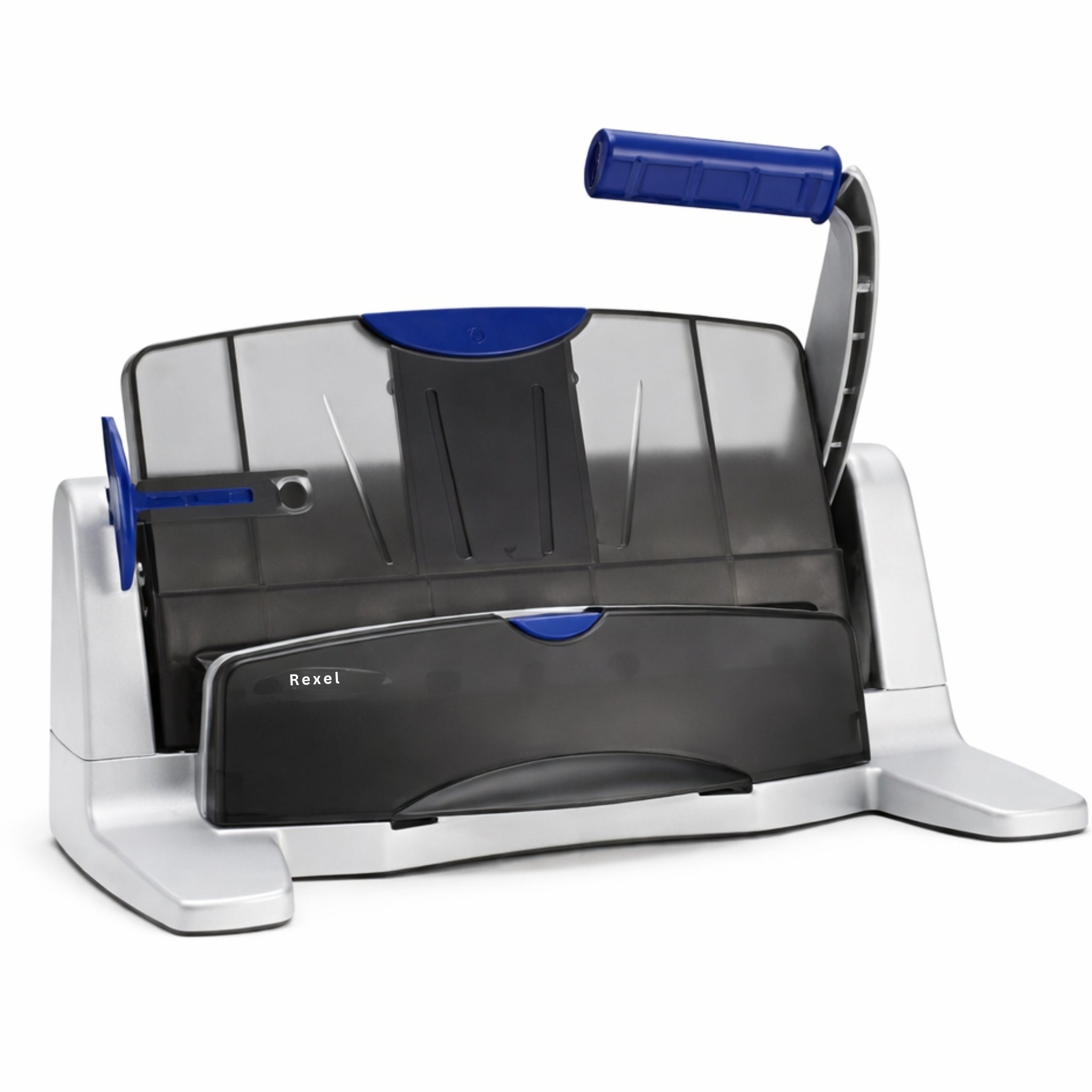 Rexel Lite Touch Vertical 4 Hole Punch – Silver/Blue